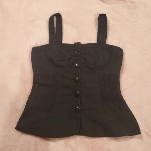 Kensie Black Corset Style Top with Buttons Size M